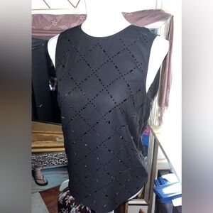 Elegant Black Sleeveless beaded Blouse